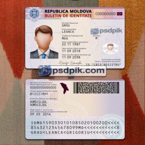 Editable blank Moldova Id Card template psd pdf download