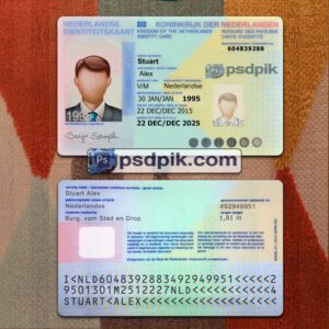 Editable blank Netherlands Id Card template psd pdf download