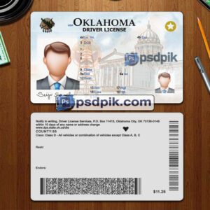 Editable blank Oklahoma driver license template psd pdf download New