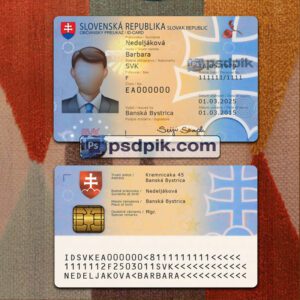 Editable blank Slovakia Id Card template psd pdf download