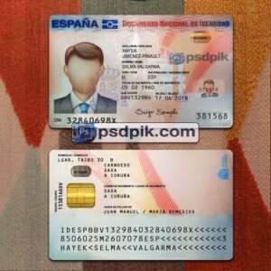 Editable blank Spain Id Card template psd pdf download V1