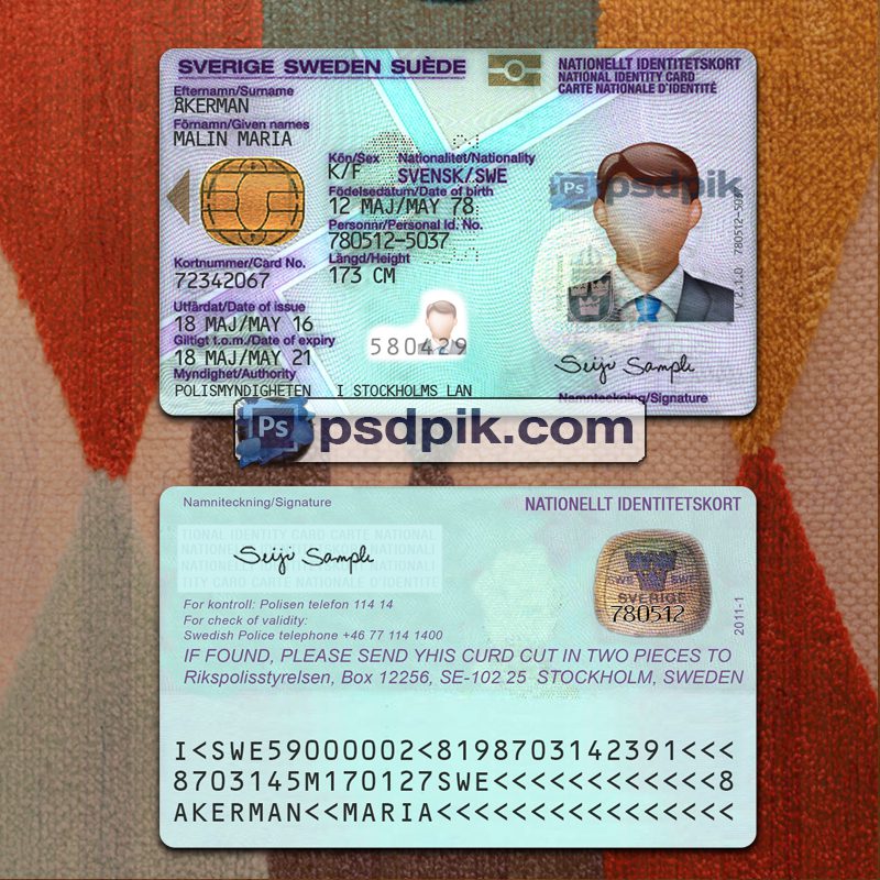 Sweden Id Card template psd pdf download