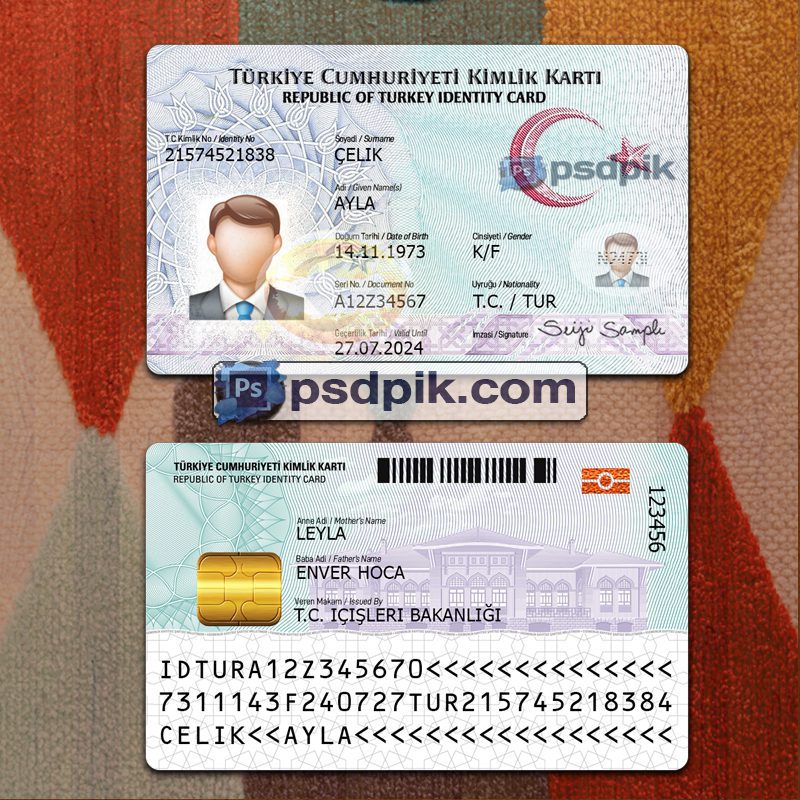 Turkey Id Card template psd pdf download