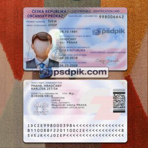 Editable blank Czech Republic Id Card template psd pdf download