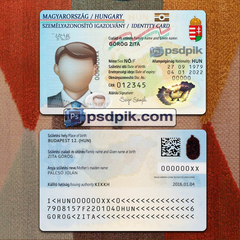 Hungary Id Card template psd pdf download