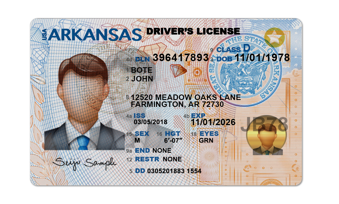 Editable blank Arkansas driver license template psd pdf download