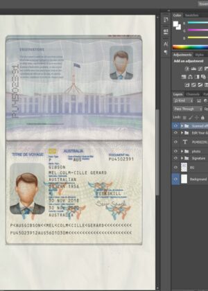 Editable blank Australia Passport template psd pdf download