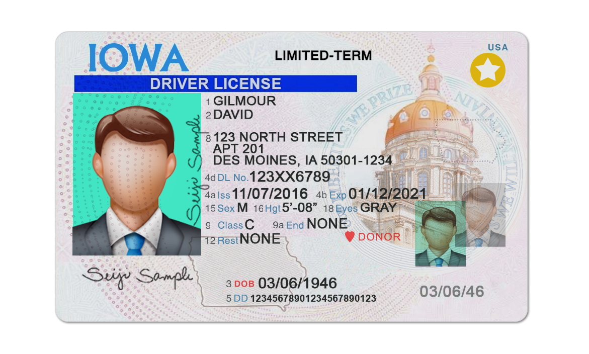 Editable blank Iowa driver license template psd pdf download