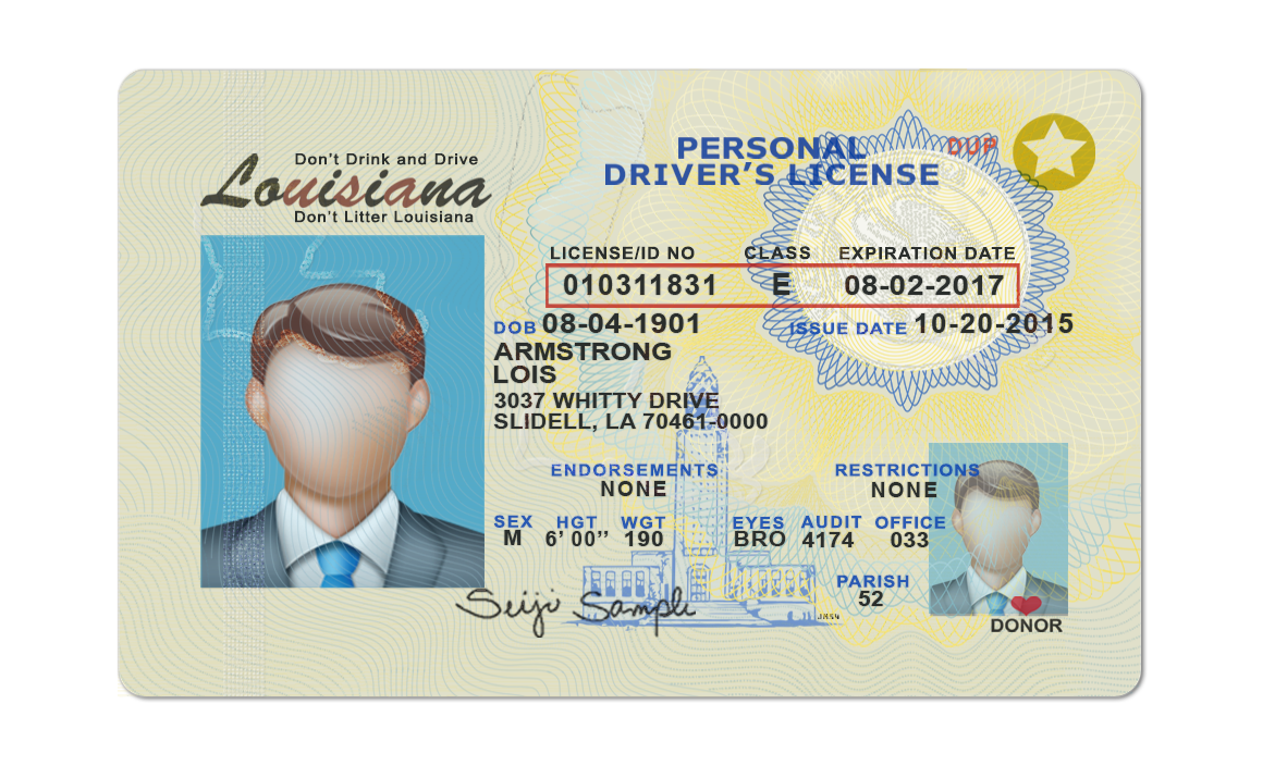 Editable blank Louisiana driver license template psd pdf download