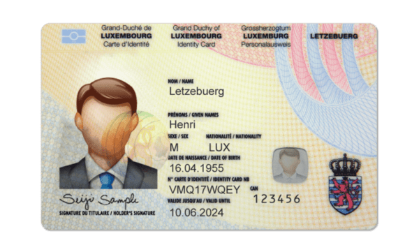 Editable blank Luxembourg Id Card template psd pdf download