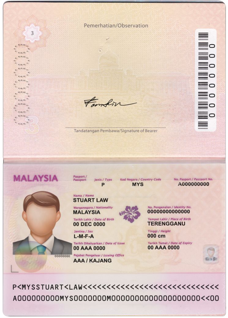 Editable blank Malaysia Passport psd template pdf download