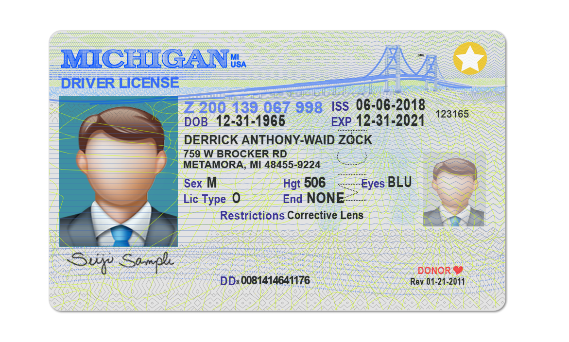 Editable blank Michigan driver license template psd pdf download