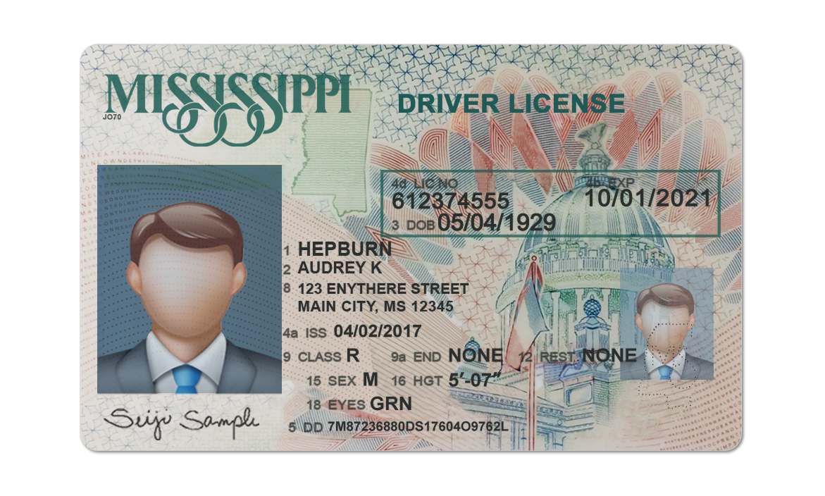 Editable blank Mississippi driver license template psd pdf download