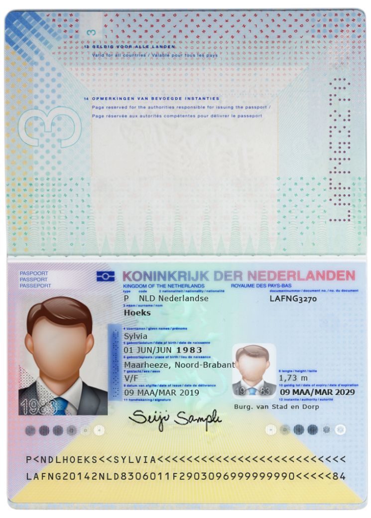 Editable blank Netherlands Passport template psd pdf download