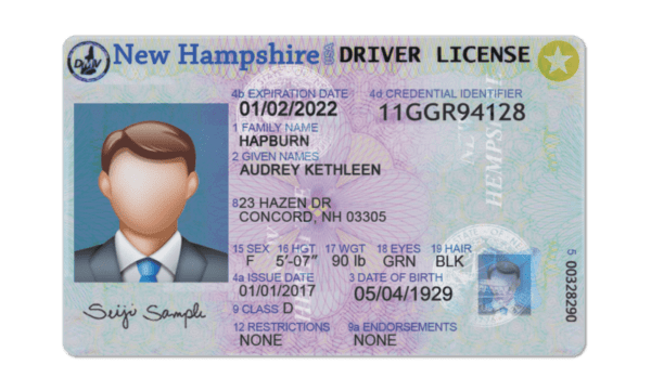 Editable blank New Hampshire driver license template psd pdf download