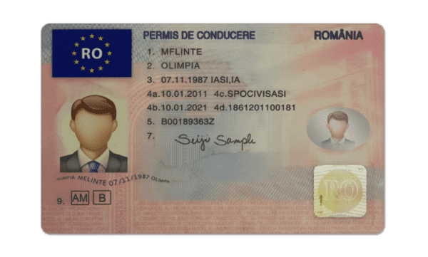 Editable blank Romania driver license template psd pdf download