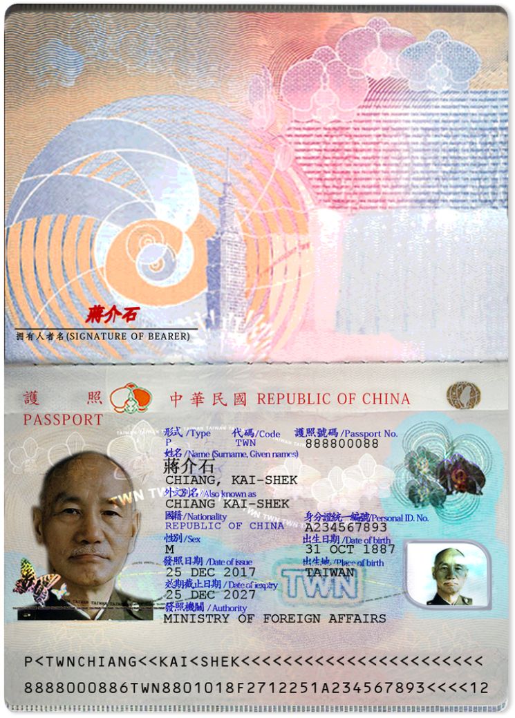 Editable blank Taiwan Passport template psd pdf download