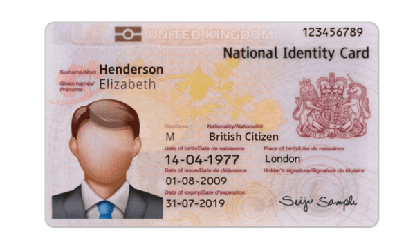 Editable blank UK Id Card template psd pdf download