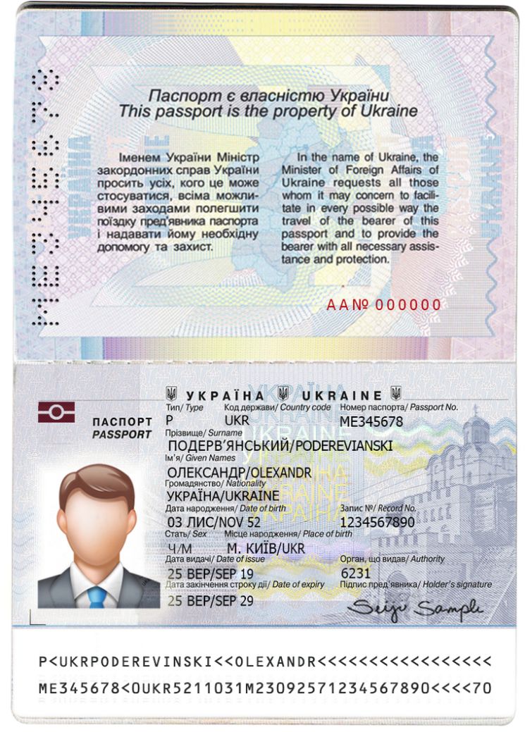 Editable blank Ukraine Passport template psd pdf download