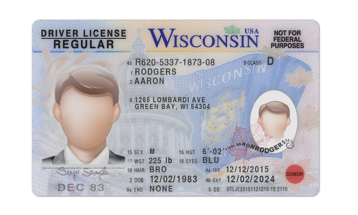 Editable blank Wisconsin driver license template psd pdf download