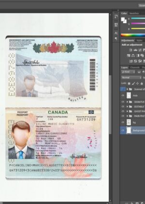 Editable blank Canada Passport template psd pdf download