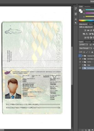 Editable blank Cyprus Passport template psd pdf download