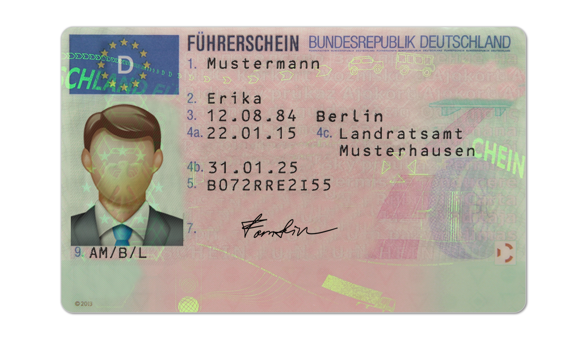 Editable blank Germany driver license template psd pdf download