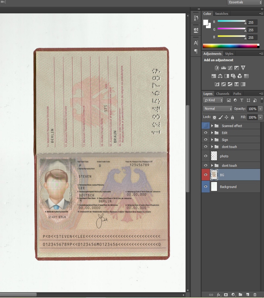 Editable blank Germany Passport template psd pdf download