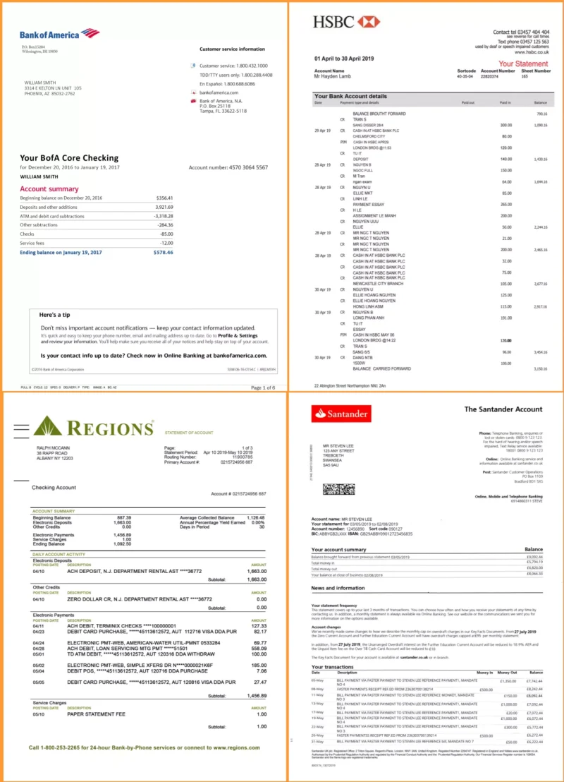 Editable printable Bank statement template psd download